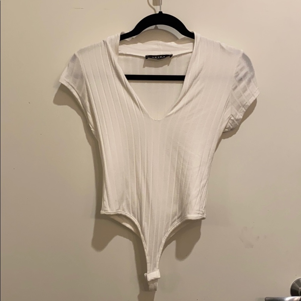 Akira white thong leotard